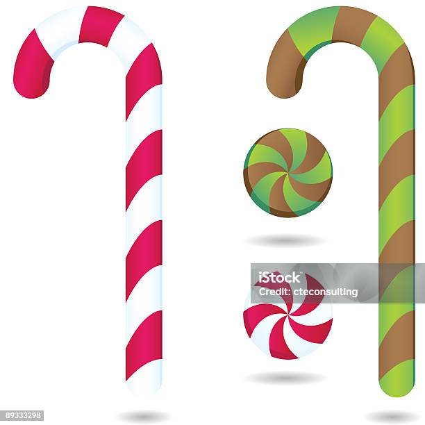 Cukierki Laski I Peppermints - Stockowe grafiki wektorowe i więcej obrazów Bez ludzi - Bez ludzi, Białe tło, Boże Narodzenie