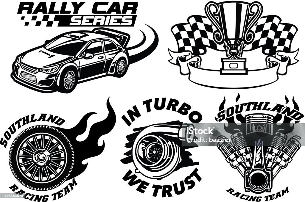 Racing Badge design set vector of Racing Badge design set Racecar stock vector