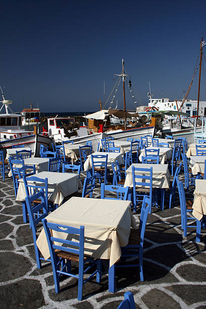 istock Tables by the old harbor - Paros, Greece 89336929