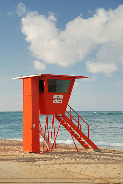 istock Orange Lifeguard Stand on a Sunny Hawaiian Beach 89337127