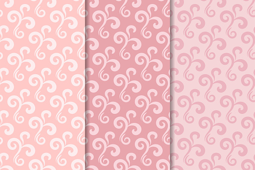 Geometric backgrounds. Pale pink abstract seamless patterns for wallpapers or textile