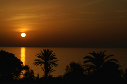 Empty seascape and sunset