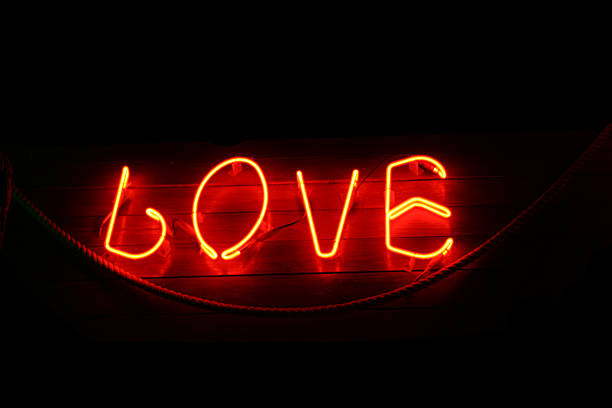 istock Red love neon sign 89338398