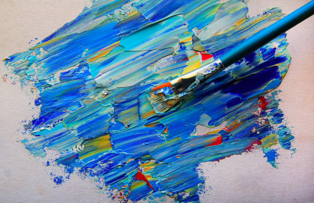 istock Closeup background of brush and palette. 893388948