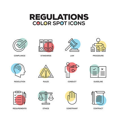 Regulations icons. Vector line icons set. Premium quality. Modern outline symbols and pictograms.