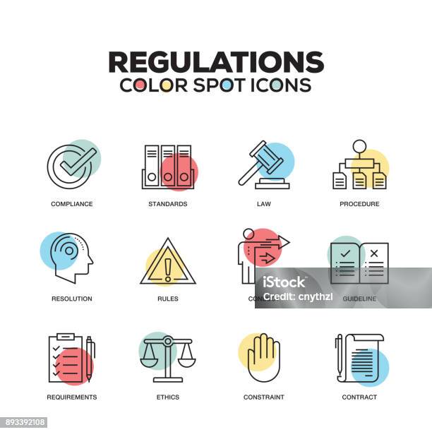 Regulations Icons Vector Line Icons Set Premium Quality Modern Outline Symbols And Pictograms Stock Illustration - Download Image Now