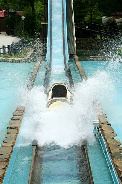 istock Log flume amusement park ride 89339235
