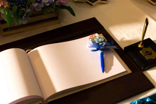istock Wedding album, blank page 893392590