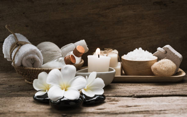 istock Spa aromatherapy products on wooden background,retro effect 893392598