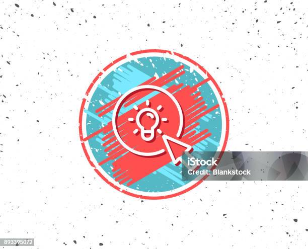 Idea Lamp Line Icon Mouse Cursor Sign Stock Illustration - Download Image Now - Backgrounds, Business, Chance