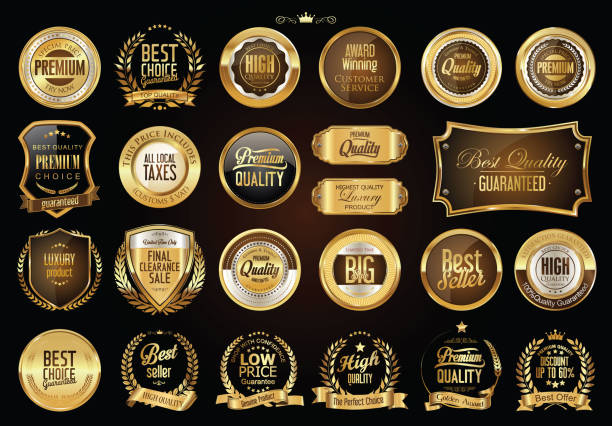 高級レトロ バッジ金と銀のコレクション - award gold vector sign点のイラスト素材／クリップアート素材／マンガ素材／アイコン素材