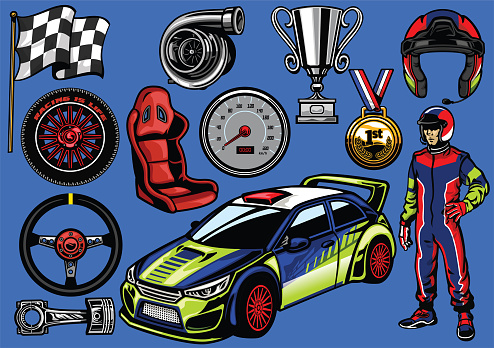 vector of set of rally car color