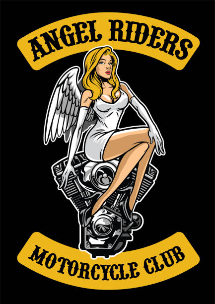 ilustraciones, imágenes clip art, dibujos animados e iconos de stock de sexy angel y motos motor - motorcycle women helmet sensuality