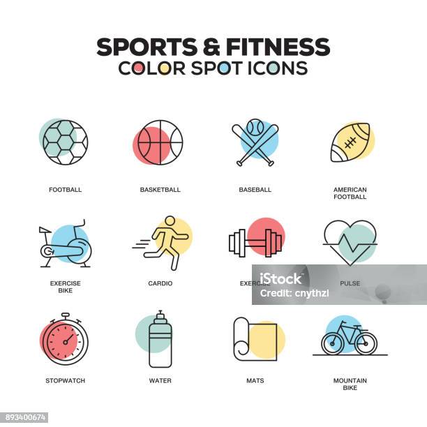 Sport Et Fitness Icônes Jeu Des Icônes Vectorielles En Ligne De Qualité Supérieure Symboles Du Plan Moderne Et Pictogrammes Vecteurs libres de droits et plus d'images vectorielles de Bien-être