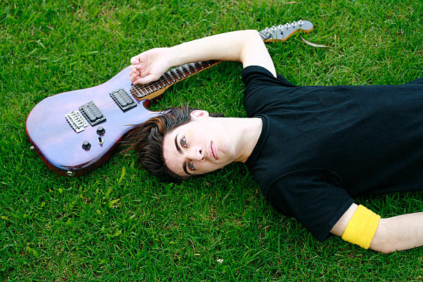 Relaxed Music  emo hair guys stock pictures, royalty-free photos & images
