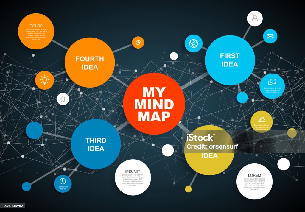 Mind Map Vector Abstract Vector Abstract Mind Map Infographic Template Stock Illustration ...