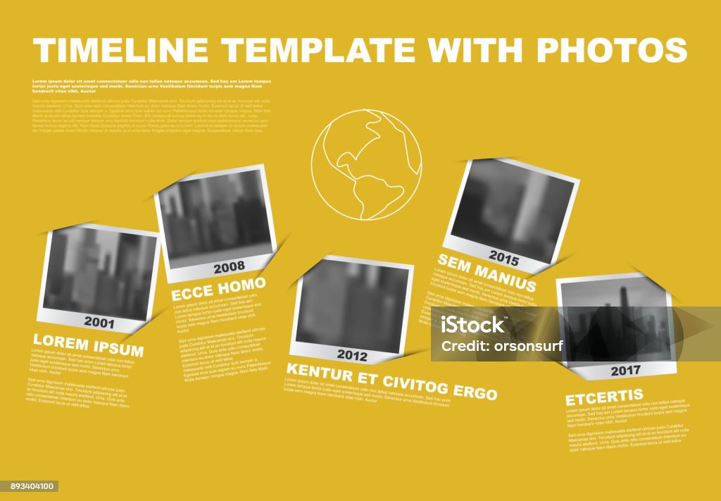 Vector Infographic Company Milestones Timeline Template Vector Infographic Company Milestones Timeline Template with photo placeholders as snapshots Timeline - Visual Aid stock vector