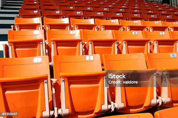 Stadium Seats Stock Photo - Download Image Now - Auditorium, Bleachers, Brightly Lit