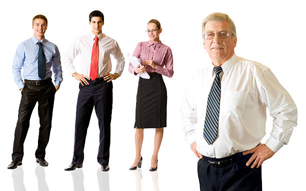 istock Successful happy business team, isolated on white 89340572