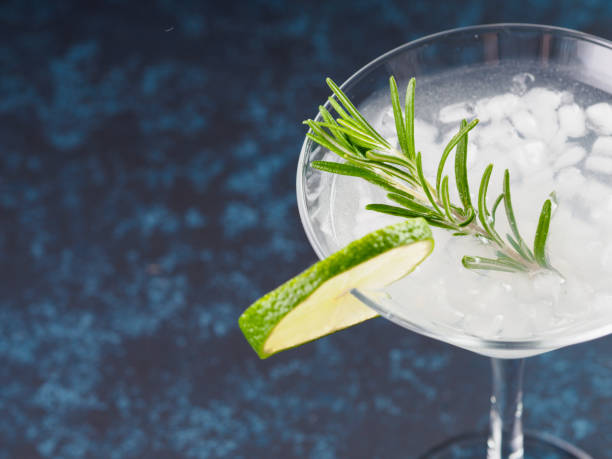 istock Glass of Martini coctail with fresh rosemary 893407384