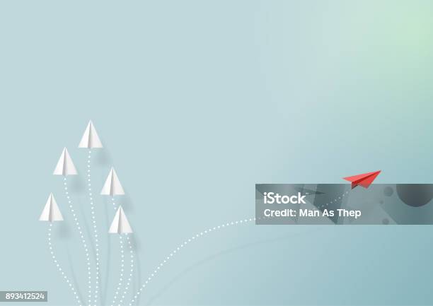 Vetores de Avião De Papel Com Visão De Negócios e mais imagens de Mudança - Mudança, Contrastes, Estratégia
