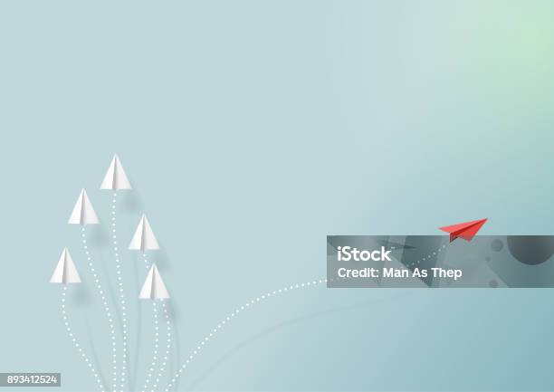 Paper Airplane With Business Vision Stock Illustration - Download Image Now - Change, Contrasts, Strategy