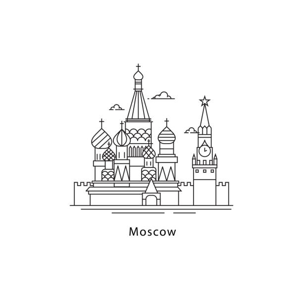 Moscow city icon isolated on white background. Moscow line vector illustration. Traveling to the capital of Russia concept. Moscow city icon isolated on white background. Moscow line vector illustration. Traveling to the capital of Russia concept kremlin stock illustrations