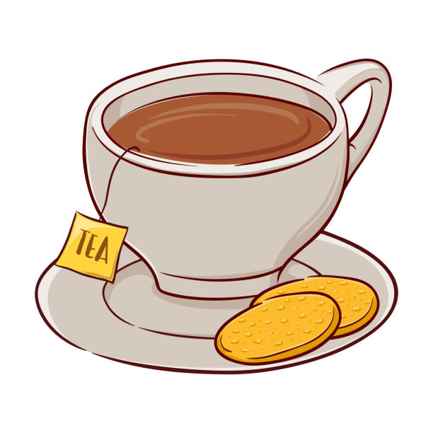 Cup Of Tea And Biscuits Stock Illustration - Download Image Now -  Breakfast, Cartoon, Cracker - Snack - iStock