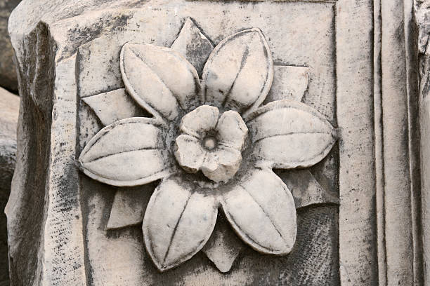 istock Roman stone flower ornament 89343309