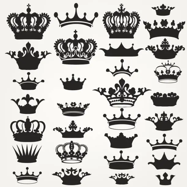 Vector illustration of Collection of vector royal crowns for design
