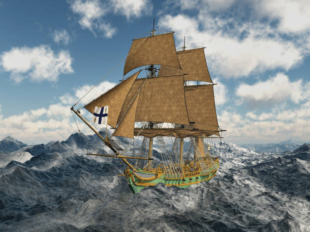 istock 18th century corvette in the stormy sea 893434126