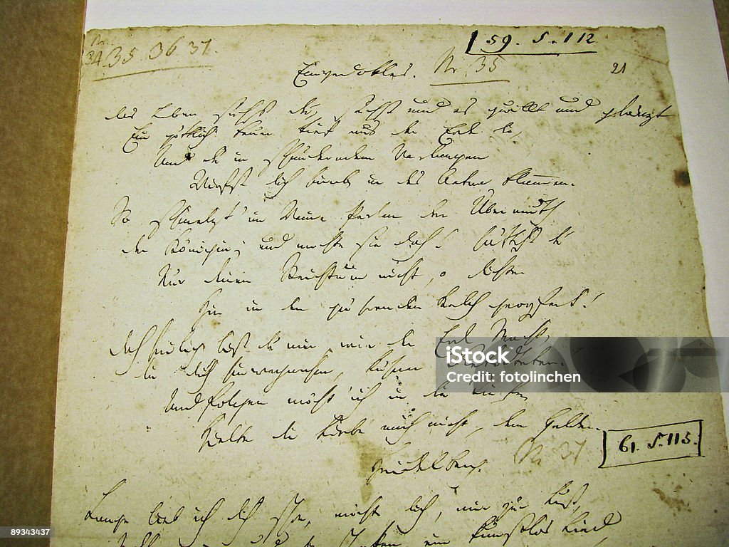 Handscript-Friedrich Hoelderlin, o poeta alemão - Foto de stock de Poeta royalty-free