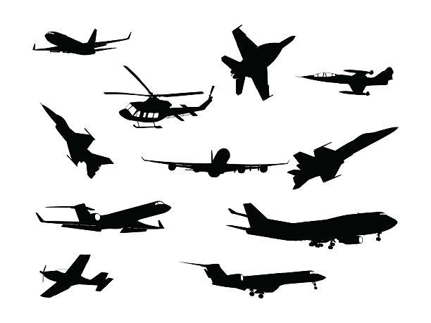 飛行機のシルエット - military transport airplane点のイラスト素材／クリップアート素材／マンガ素材／アイコン素材