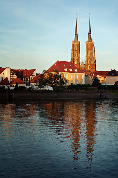 cathedral across the river stock photo