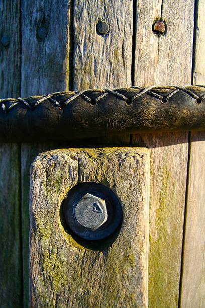 Weathered Wood, Metal & Leather stock photo