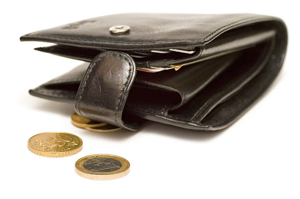 istock Black Leather Purse And Coins 89345160