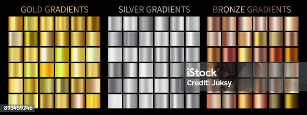 Gold Silver Bronze Gradients Stock Illustration - Download Image Now - Metal, Color Gradient, Gold - Metal