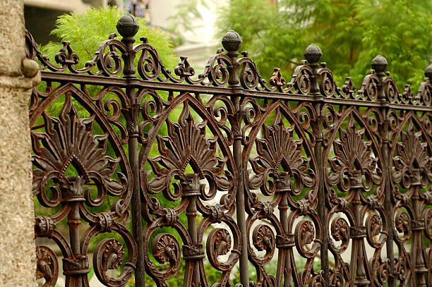 istock Old metal fence 89346389