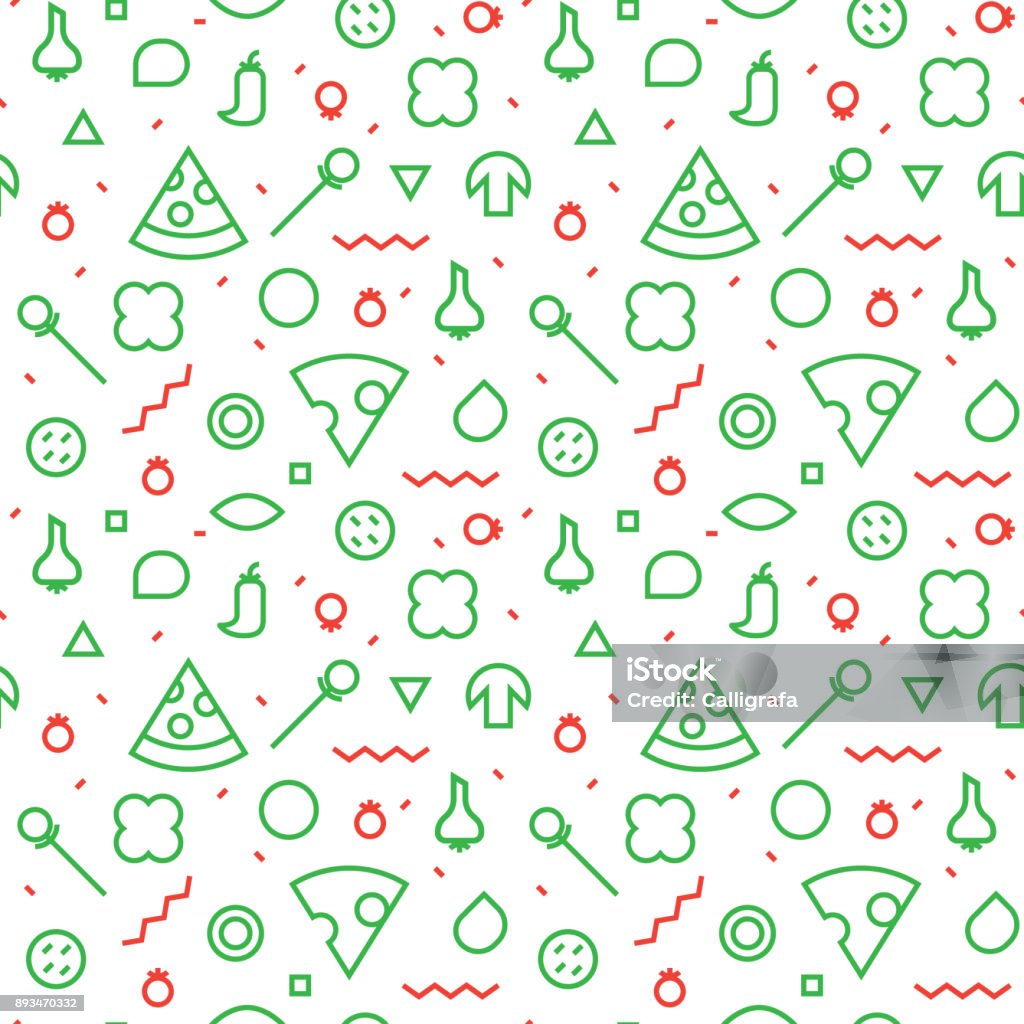 Vector Seamless texture. Slices and various ingredients. Vector Seamless texture. Pattern of a pizza. Slices and various ingredients. Pizza stock vector