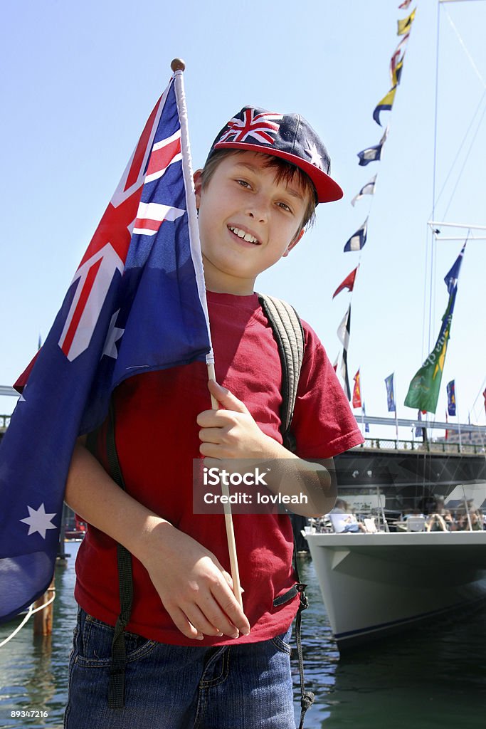 오지 남자아이 하버사이드 - 로열티 프리 Australia Day 스톡 사진