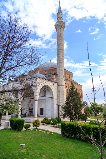 Skopje, Macedonia - April 5, 2017: Mustafa Pasha Pasha Mosque, an old Ottoman Turkish mosque in the Bushi district of Skopje.
