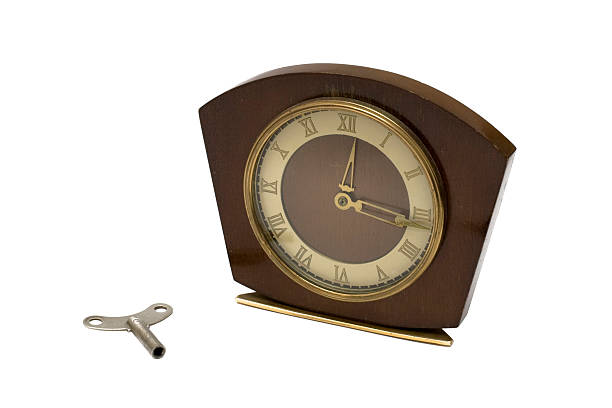 istock Wooden clock and winder isolated 89347639