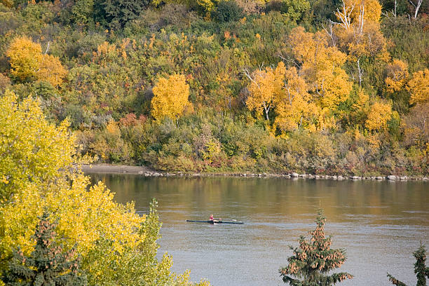 rower 리버 in 정정당당 - south saskatchewan river 뉴스 사진 이미지