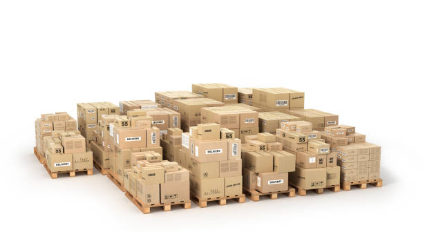 istock Logistic concept. Big stacks of cardboard boxes 893493866
