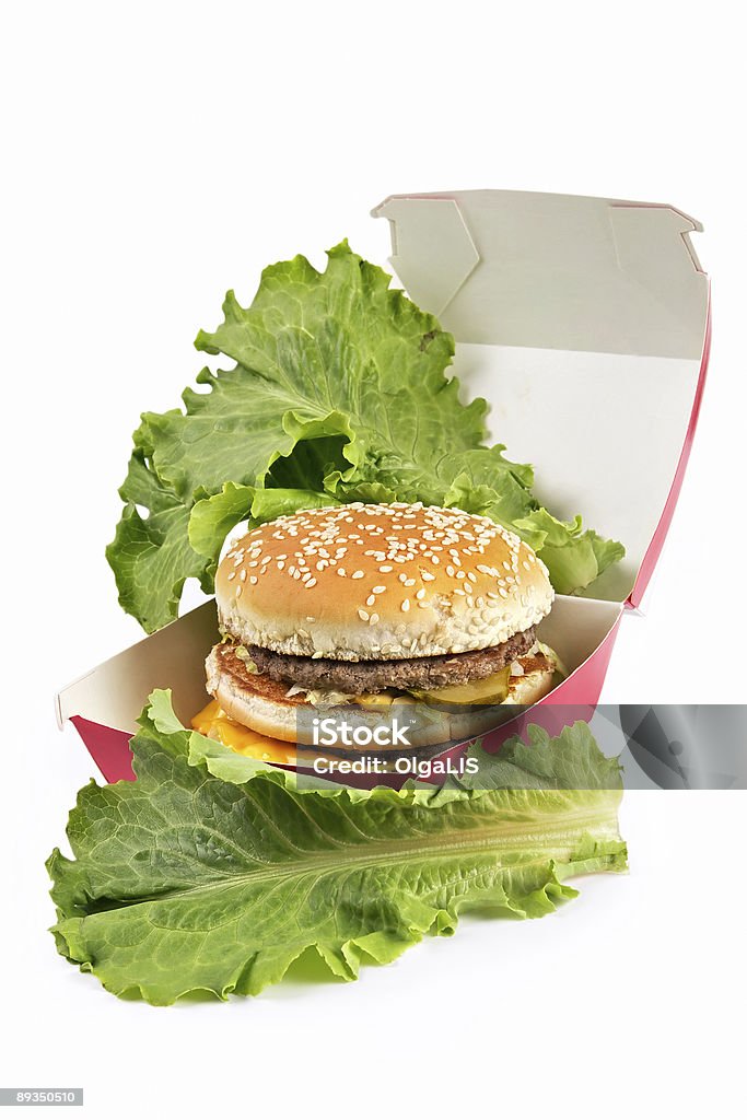 hamburger embalaje con camas dobles - Foto de stock de Aislado libre de derechos