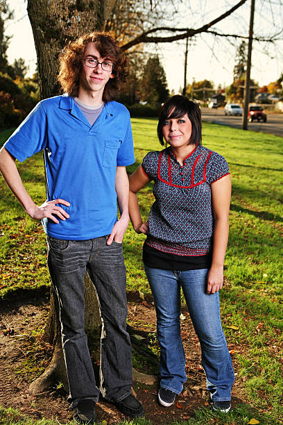 istock Tall Guy Short Girl Portrait 89350625