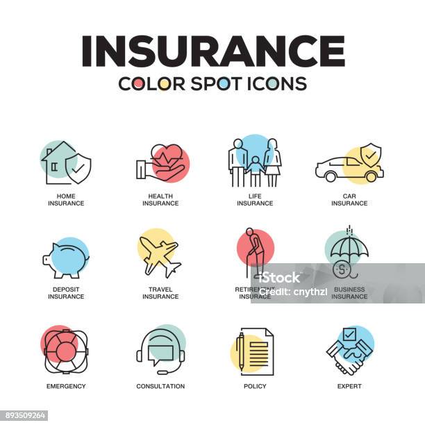 Insurance Icons Vector Line Icons Set Premium Quality Modern Outline Symbols And Pictograms Stock Illustration - Download Image Now