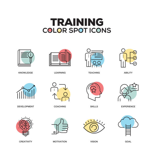 Training icons. Vector line icons set. Premium quality. Modern outline symbols and pictograms. Training icons. Vector line icons set. Premium quality. Modern outline symbols and pictograms. leadership drawings stock illustrations