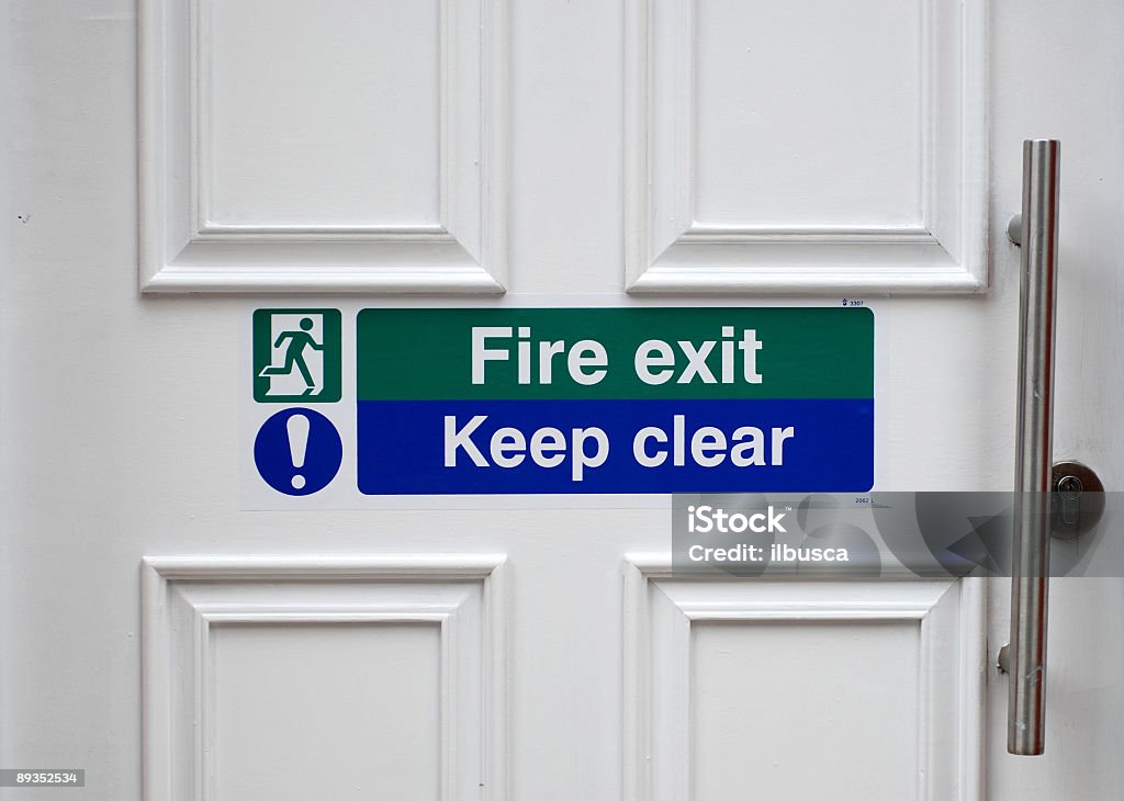 Wyjście ewakuacyjne – Zachowajcie Jasny znak na drzwi - Zbiór zdjęć royalty-free (Keep Clear - Angielski zwrot)