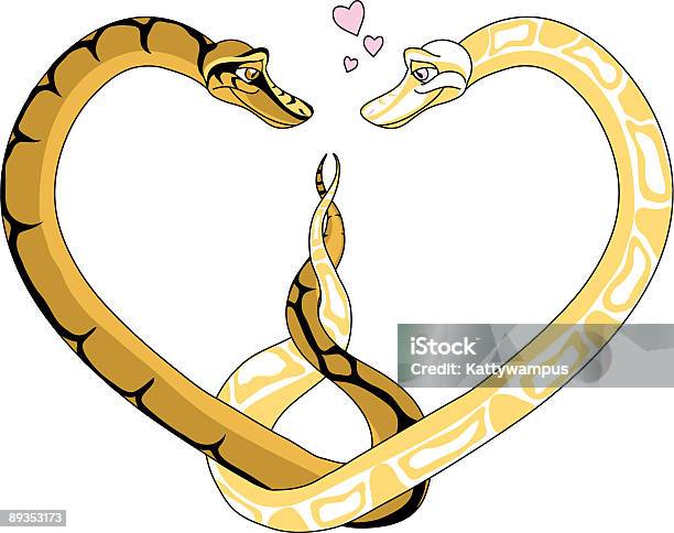 Bola Pitões Em Amor - Arte vetorial de stock e mais imagens de Acasalamento - Acasalamento, Cobra, Ilustração